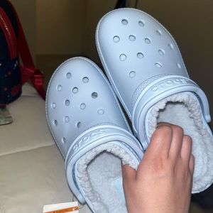 Baby Blue Fuzzy Crocs